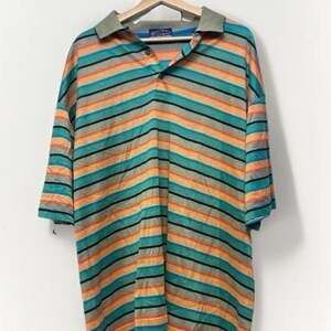 Mossimo Fila 90s Oversized Striped Polo Shirt Multicolor XXL
